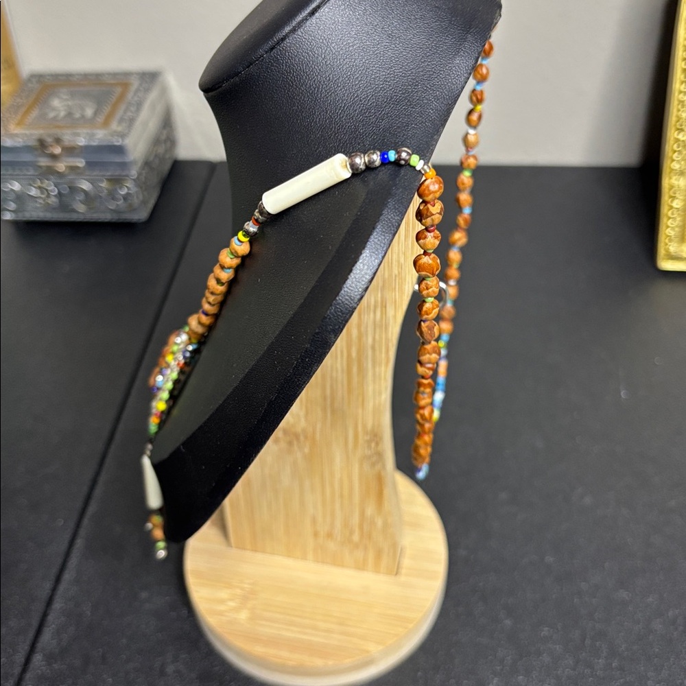Native American Ghost Bead Native Beaded Long Nec… - image 4